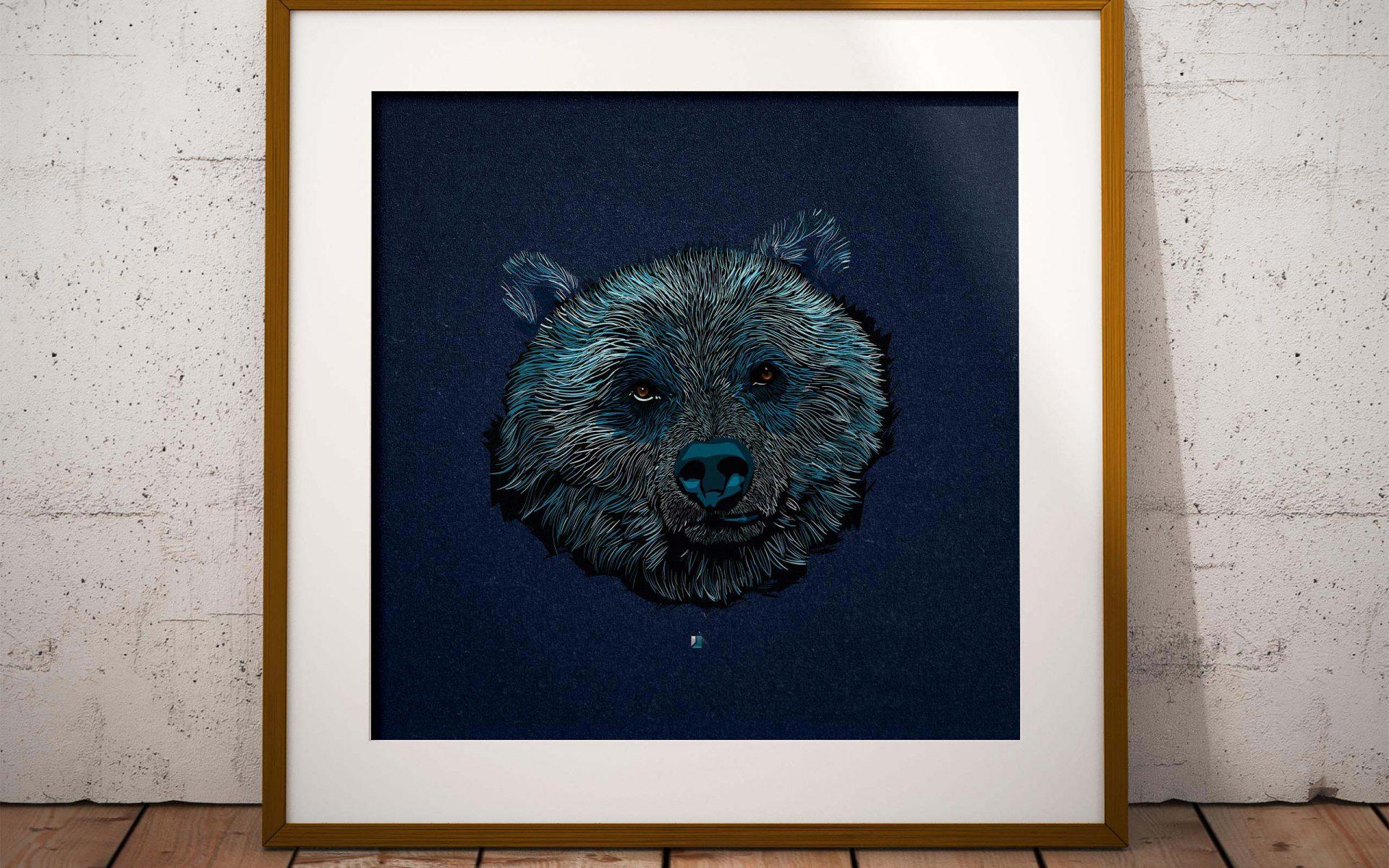 Portrait d'un ours en illustration vectorielle