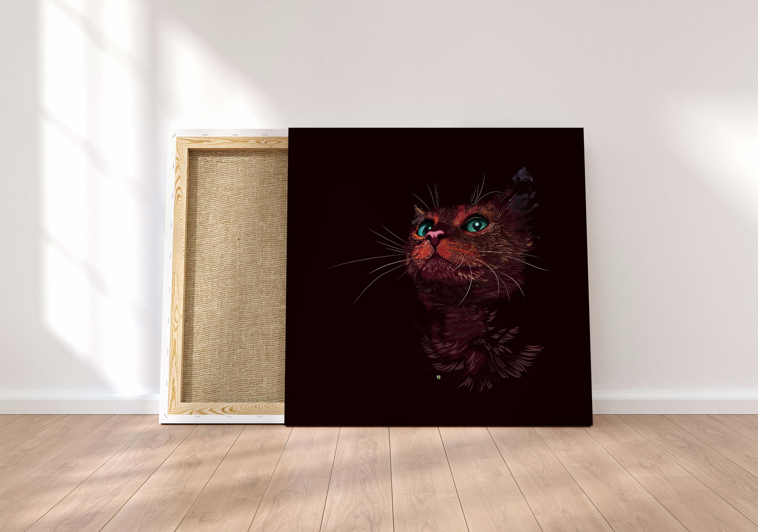 Portrait d'un chat en illustration vectorielle en clair-obscur